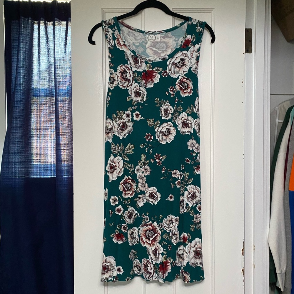 Maurices Teal and Pink Floral Dress